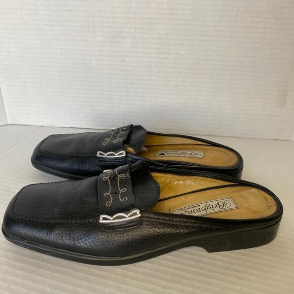 Brighton Lisa Black Leather Slip On Mule Size 8 Narrow - Picture 1 of 10